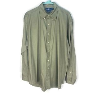 Men’s Polo Ralph Lauren Blue Label Long Sleeve Shirt Green Silk Blake